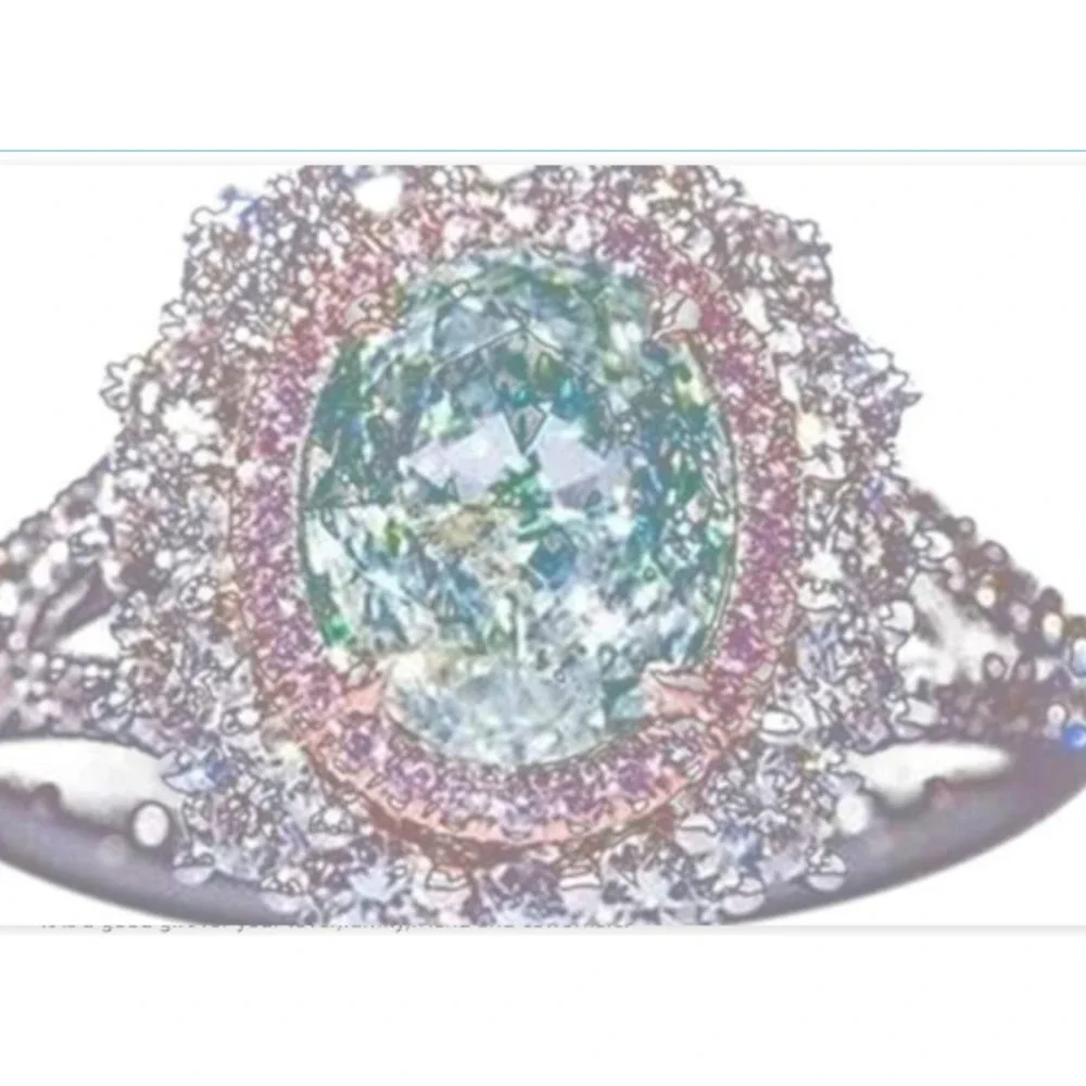 Pink Crystal Silver Cocktail Ring Statement Ring Pink Crystal Ring Colorful Ring - Picture 3 of 4